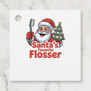 Santa’s Favourite Flosser Christmas Dental Dentist Favour Tags