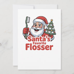 Santa’s Favourite Flosser Christmas Dental Dentist Invitation