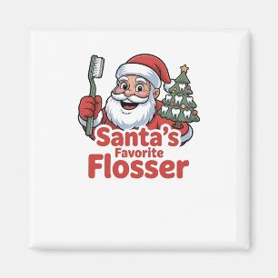 Santa’s Favourite Flosser Christmas Dental Dentist Magnet
