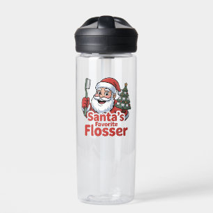 Santa’s Favourite Flosser Christmas Dental Dentist Water Bottle