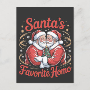 Santa’s Favourite Homo LGBT Pride Gay Christmas Announcement Postcard