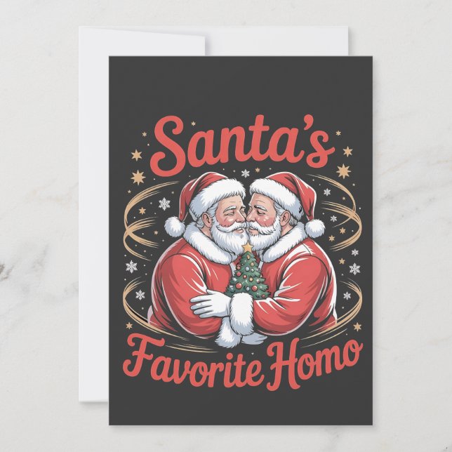 Santa’s Favourite Homo LGBT Pride Gay Christmas Holiday Card (Front)