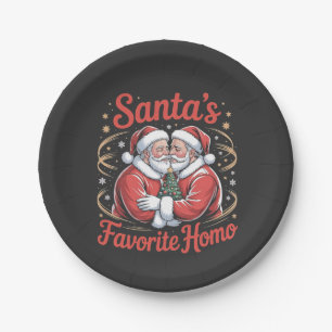 Santa’s Favourite Homo LGBT Pride Gay Christmas Paper Plate