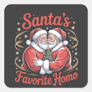 Santa’s Favourite Homo LGBT Pride Gay Christmas Square Sticker