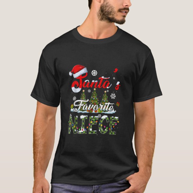 Santa s Favourite Niece Funny Family Matching Grou T-Shirt (Front)