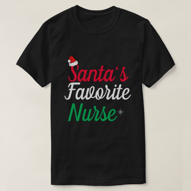 Santa’s Favourite Nurse Christmas Appreciation  T-Shirt (Design Front)