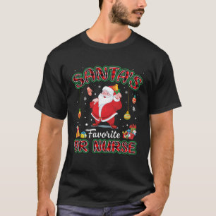 Santa s Favourite OR Nurse Santa Red Plaid Christm T-Shirt