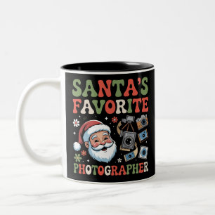Santa’s Favourite Photographer Christmas Gift Funn Two-Tone Coffee Mug
