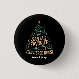 Santa’s Favourite Registered Nurse Christmas Healt 3 Cm Round Badge