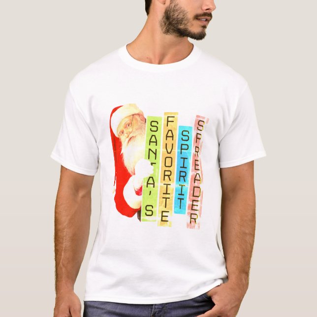 Santa’s Favourite Spirit Spreader festive Christma T-Shirt (Front)