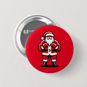 Santa’s Festive Fight Night - Funny Holiday Boxing 6 Cm Round Badge