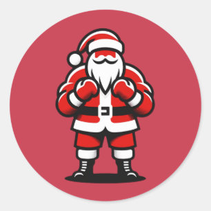 Santa’s Festive Fight Night - Funny Holiday Boxing Classic Round Sticker