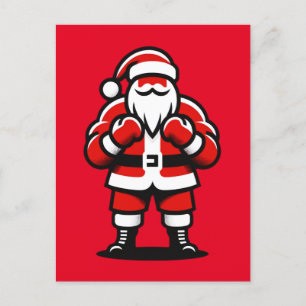 Santa’s Festive Fight Night - Funny Holiday Boxing Postcard