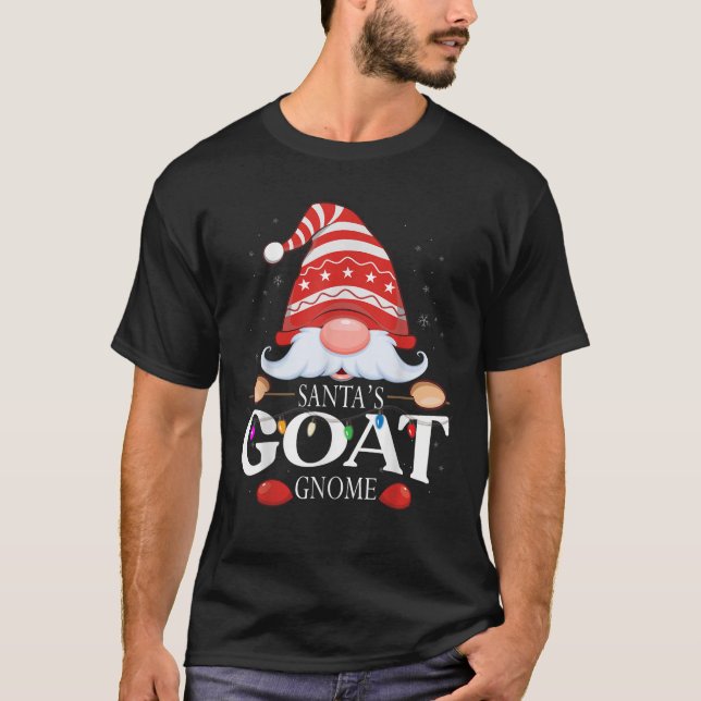 Santa s Goat Gnome Matching Christmas Pajama  T-Shirt (Front)