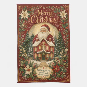 Santa’s Hearthside Greeting Tea Towel