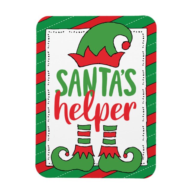 Santa’s Helper Cute Cartoon Elf Drawing Cute Elf Magnet (Vertical)