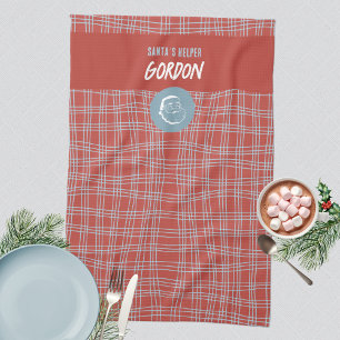 Santa’s Helper Red & Blue Seasonal  Tea Towel
