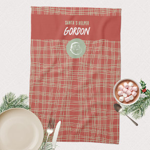 Santa’s Helper Red & Green Cheerful Tea Towel