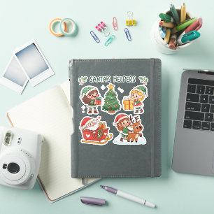 Santa’s Helpers Sticker Pack Cute Elf, Reindeer,