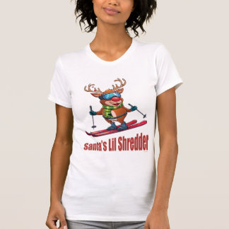 Santa’s Lil Shredder – Funny Skiing Reindeer Xmas T-Shirt