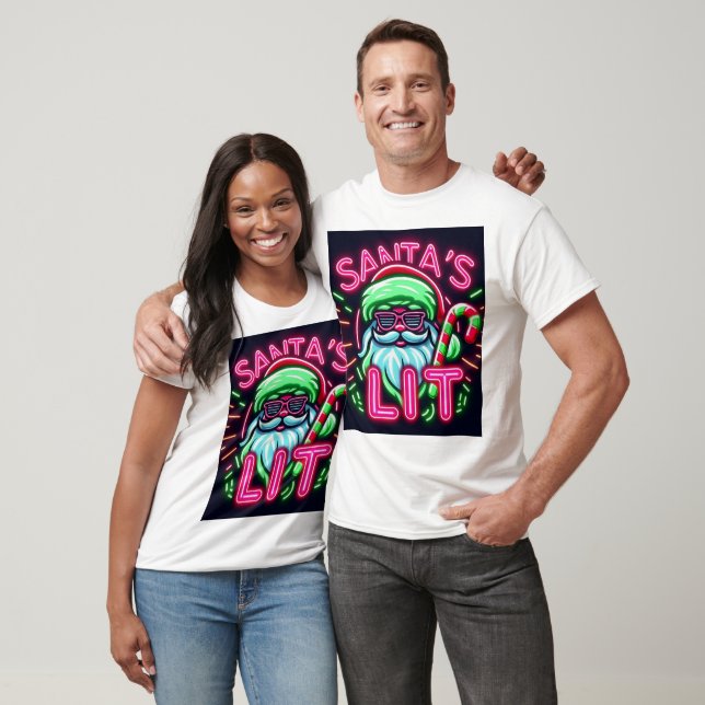 Santa’s Lit – Funny Neon Christmas T-Shirt (Unisex)