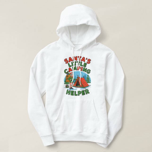 Santa’s Little Camping Helper Christmas Elf Design Hoodie (Design Front)
