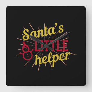 Santa’s Little Helper Square Wall Clock
