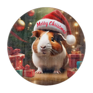 "Santa’s Little Helper: The Christmas Guinea Pig" Cutting Board