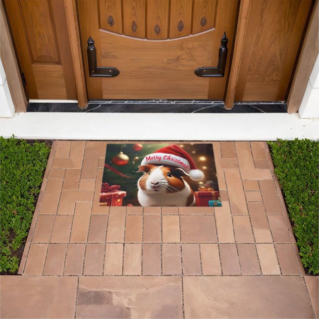 "Santa’s Little Helper: The Christmas Guinea Pig" Doormat (Outdoor)
