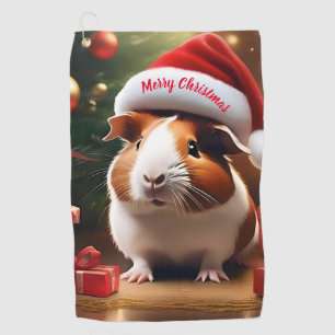 "Santa’s Little Helper: The Christmas Guinea Pig" Golf Towel