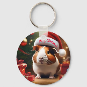 "Santa’s Little Helper: The Christmas Guinea Pig" Key Ring