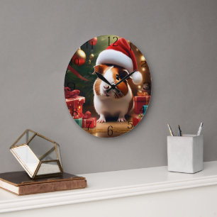 "Santa’s Little Helper: The Christmas Guinea Pig" Large Clock