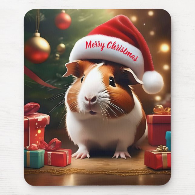 "Santa’s Little Helper: The Christmas Guinea Pig" Mouse Pad (Front)