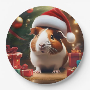 "Santa’s Little Helper: The Christmas Guinea Pig" Paper Plate