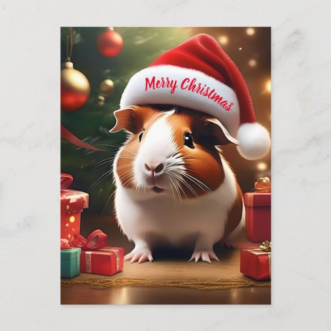 "Santa’s Little Helper: The Christmas Guinea Pig" Postcard (Front)