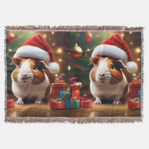 "Santa’s Little Helper: The Christmas Guinea Pig" Throw Blanket