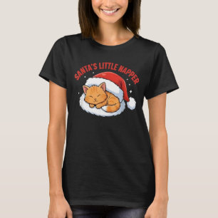 Santa’s Little Napper Cute Christmas Funny Cat T-Shirt