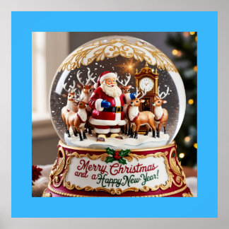 Santa’s Magical Christmas Snow Globe Wall Art
