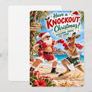 Santa’s Merry Adventures Boxing with a Kangaroo Holiday Card