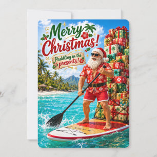 Santa’s Merry Adventures Paddling in the Present Holiday Card
