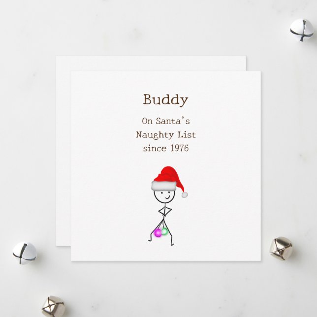 Santa’s Naughty List Holiday Card (Front/Back In Situ)