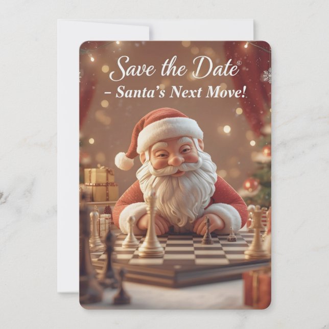 Santa’s Next Move – Funny Christmas Chess Save the Date (Front)
