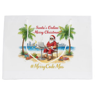 Santa’s Online Computer Lovers Merry Christmas! Large Gift Bag