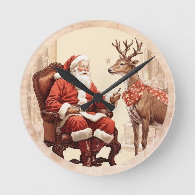 Santa’s Quiet Moment  Round Clock (Front)