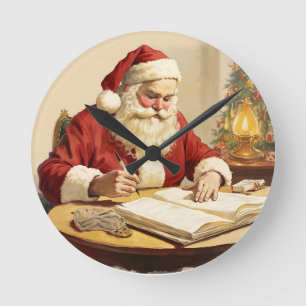 Santa’s Quiet Moment Round Clock
