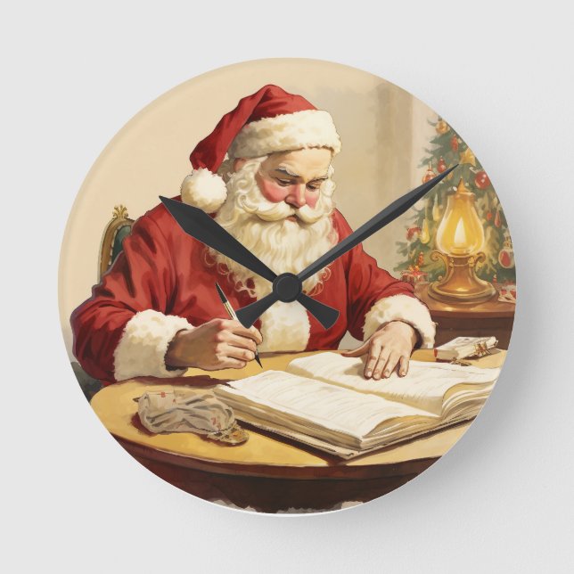 Santa’s Quiet Moment Round Clock (Front)