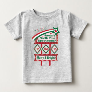 Santa’s Retro Marquee – Ho Ho Ho Merry & Bright Baby T-Shirt