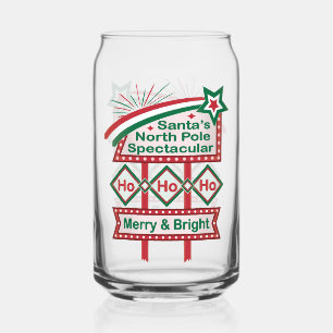 Santa’s Retro Marquee – Ho Ho Ho Merry & Bright Can Glass