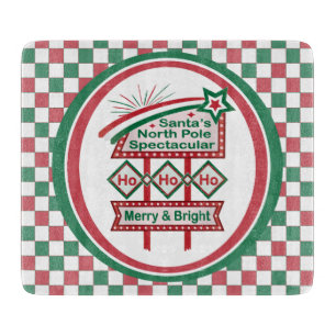 Santa’s Retro Marquee – Ho Ho Ho Merry & Bright Cutting Board