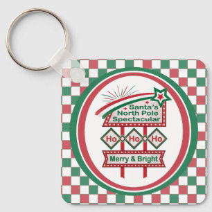 Santa’s Retro Marquee – Ho Ho Ho Merry & Bright Key Ring